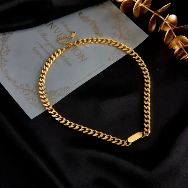 Wholesale PVD Coated 18K Gold Plated Solid Color 304 Stainless Steel Retro Punk Waterproof Non Tarnish 304 Stainless Steel Necklace