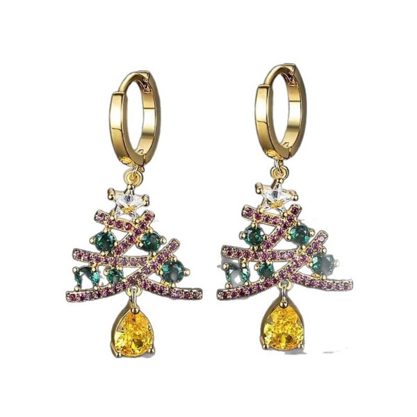 oly-10d6ba9a0473b8a2aadb2ca38bcc0701 Wholesale Christmas tree zircon-encrusted earrings, sparkling and colorful Christmas earrings