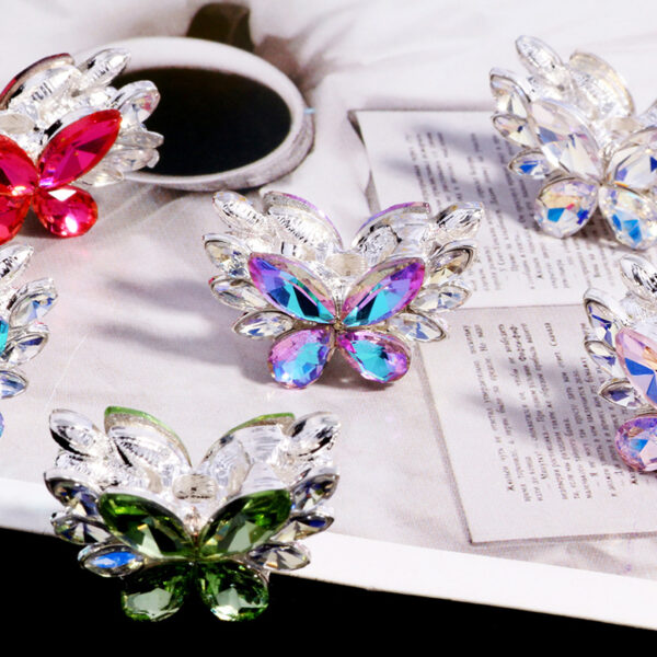 Wholesale Double-sided alloy pearl rhinestone stereo butterfly diamond ball straight hole beads DIY mobile phone chain key chain necklace accessories