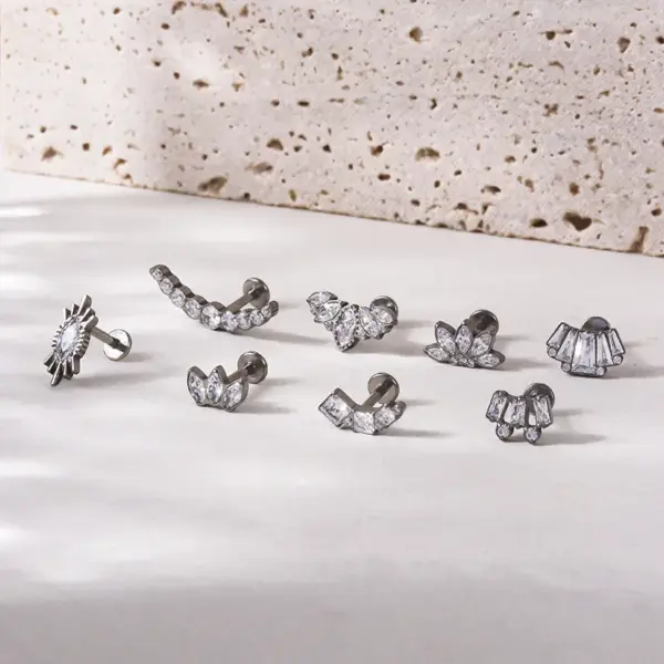 1 Piece Ear Cartilage Rings & Studs Fashion Geometric Pure Titanium Plating Zircon