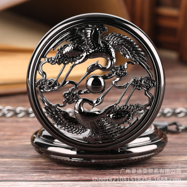 Wholesale Foreign Trade Hot Pocket Watch Chinese Style Double Crane Play Bead Pattern Hollow Relief Octopus Manual Mechanical Large Pocket Watch