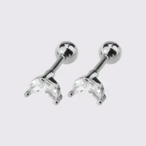 White Steel Rabbit Ear Studs