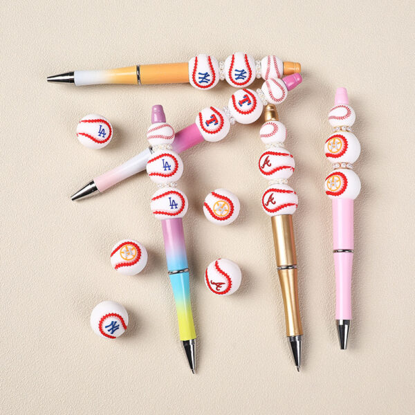 Wholesale Baseball silicone beads 20mm Softball loose beads