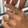 304 Stainless Steel Snake PVD Coated Zircon 18K Real Gold Plated Real Gold Plated Basic Classic Style Commute Waterproof Non Tarnish Rings