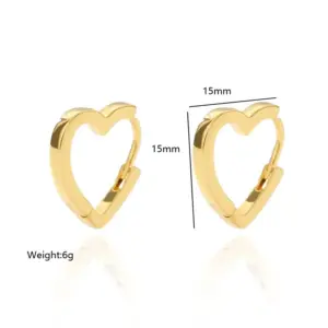 Wholesale PVD Coated Real Gold Plated 18K Gold Heart Shape 304 Stainless Steel Vintage Style Simple Style Waterproof Non Tarnish Earrings