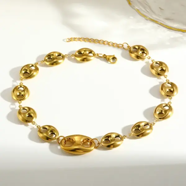 Wholesale Irregular Geometric Necklace For Women Featuring PVD Coated 18K Real Gold Plated 0.03µm On 304 Stainless Steel With Handmade Chain