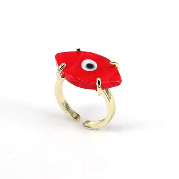 Wholesale Retro Devil's Eye Copper Gold Plated Glass Stone Open Ring 1 Piece