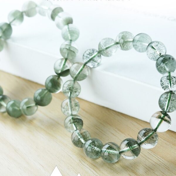 Wholesale Natural Green Ghost Bracelets, Buddhist Beads for Men and Women, Gypsophila Round Beads, Crystal Jewelry for Friends
