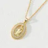 Wholesale Copper Cable Chain Plating Inlay Oval Zircon Pendant Necklace