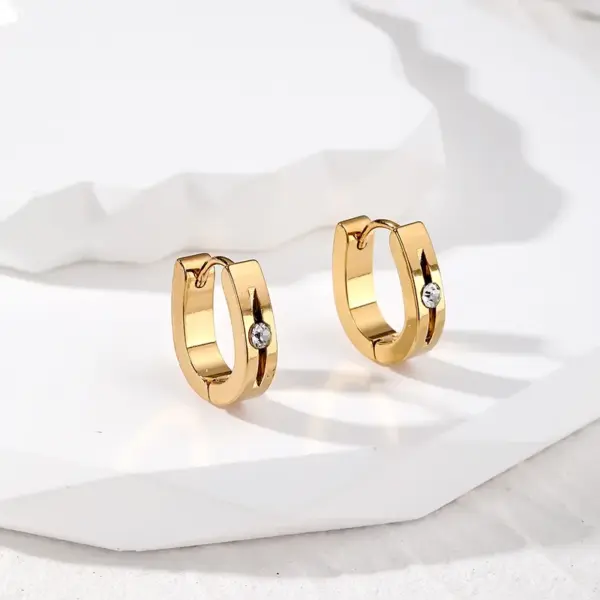 Wholesale 1 Pair Simple Style Color Block Inlay 201 Stainless Steel Zircon Earrings