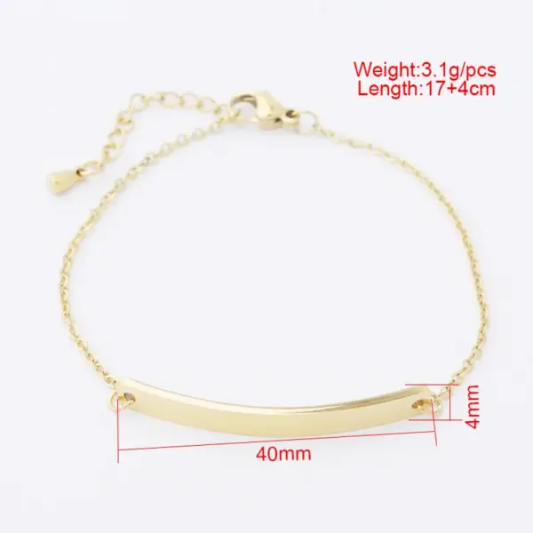 304 Stainless Steel Customization Laser Engraving Solid Color PVD Coated 18K Real Gold Plated Simple Style Waterproof Non Tarnish Bracelets