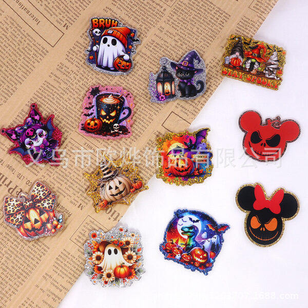 Wholesale New Loose Powder Cartoon Halloween Series Personalized Bag Jewelry Acrylic Pin Croud DIY Patch