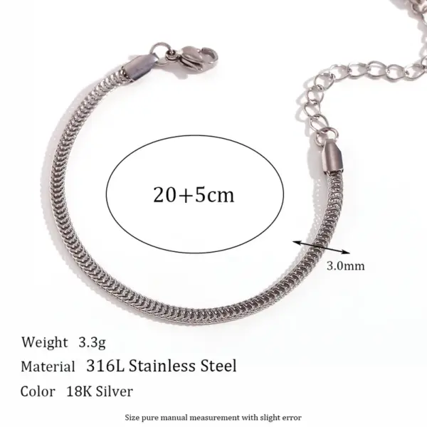Wholesale 304 Stainless Steel Oval PVD Coated 18K Real Gold Plated Simple Style Classic Style Waterproof Non Tarnish Silver Anklet