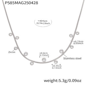 P585-steel color zircon necklace 40+5cm