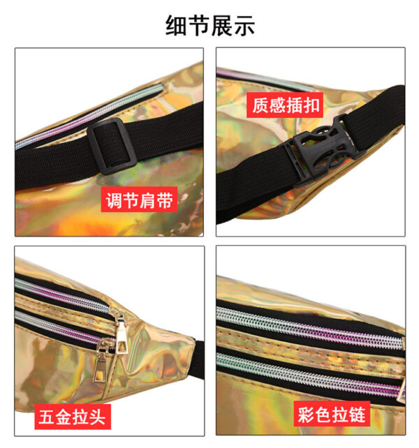 Wholesale New Cross-border Women's Fashion Laser Waist Bag Outdoor Sports PU Chest Bag Customized Multifunctional Shoulder Bag Sequin Bag