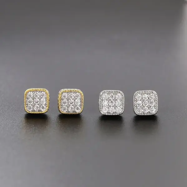 Wholesale Fashion Geometric Copper Inlay Zircon Ear Studs 1 Pair