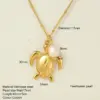PVD Coated Real Gold Plated Tortoise Hippocampus Shell 304 Stainless Steel Vacation Simple Style Waterproof Non Tarnish 304 Stainless Steel Pendant Necklace