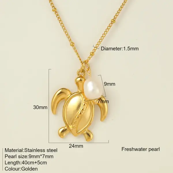 PVD Coated Real Gold Plated Tortoise Hippocampus Shell 304 Stainless Steel Vacation Simple Style Waterproof Non Tarnish 304 Stainless Steel Pendant Necklace