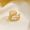 Wholesale PVD Coated 18K Gold Plated Star 304 Stainless Steel Simple Style Waterproof Non Tarnish Open Rings
