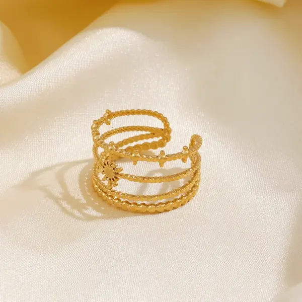 Wholesale PVD Coated 18K Gold Plated Star 304 Stainless Steel Simple Style Waterproof Non Tarnish Open Rings