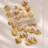 Wholesale PVD Coated Real Gold Plated Water Droplets Heart Shape 304 Stainless Steel Vacation Classic Style Waterproof Non Tarnish Ear Studs