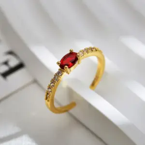 Gold Red Diamond Ring