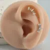 Wholesale 1 Piece Ear Cartilage Rings & Studs Simple Style Commute Geometric Pure Titanium Alloy Zircon Vacuum Plating 14K Gold Plated White Lip