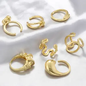 Wholesale Casual Vintage Style Simple Style Irregular Water Droplets Copper 18k Gold Plated Open Rings In Bulk