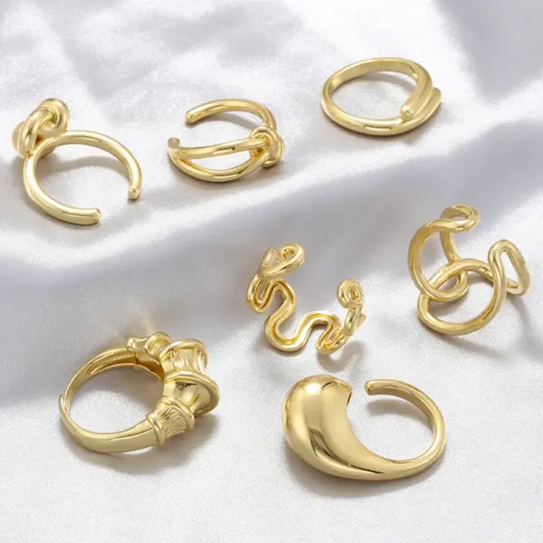 Wholesale Casual Vintage Style Simple Style Irregular Water Droplets Copper 18k Gold Plated Open Rings In Bulk