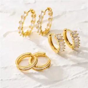 Wholesale 1 Pair Simple Style Square Copper Inlay Zircon Earrings