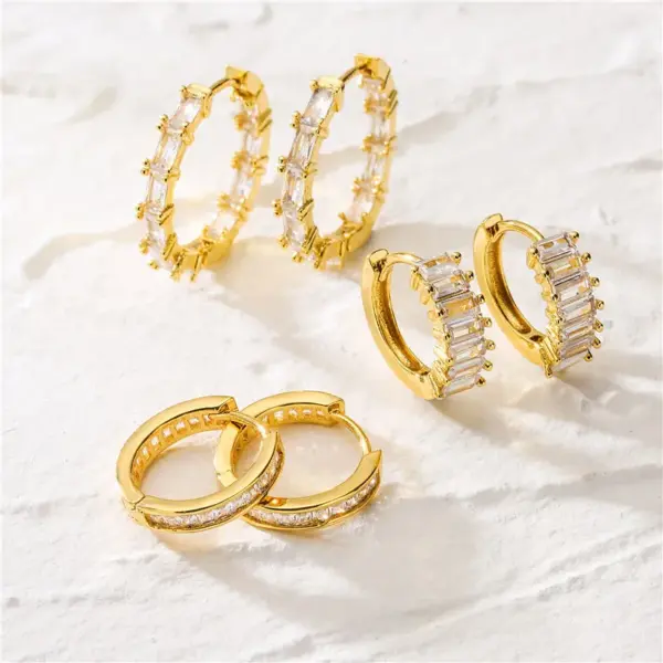 Wholesale 1 Pair Simple Style Square Copper Inlay Zircon Earrings