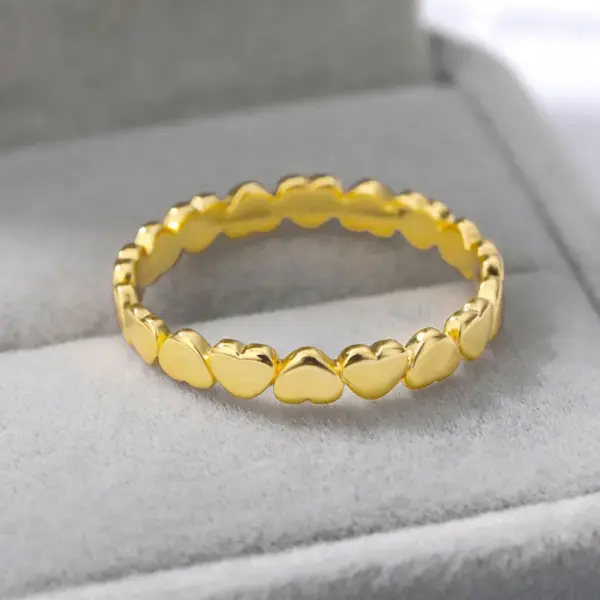 Wholesale PVD Coated Real Gold Plated Heart Stainless Steel Simple Style Waterproof Non Tarnish Rings