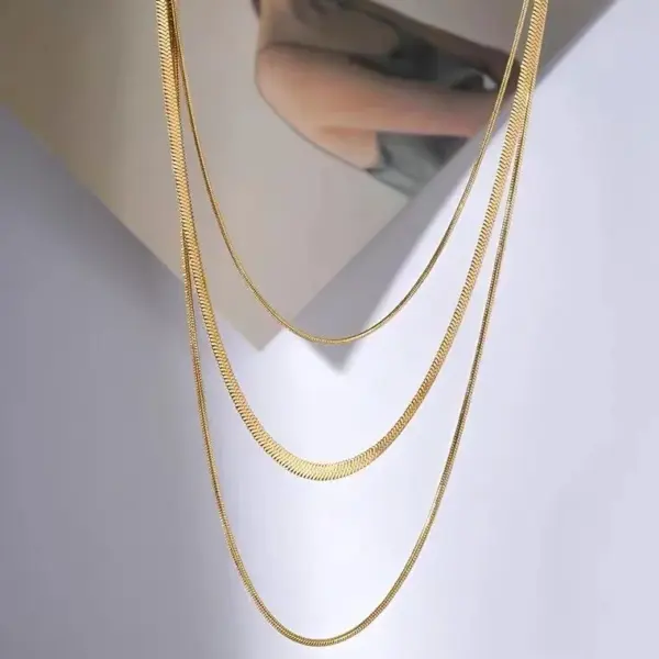 Wholesale Simple Style Geometric Titanium Steel Plating Layered Necklaces