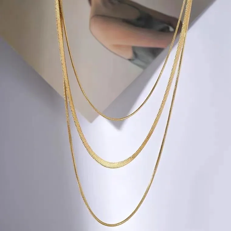 Wholesale Simple Style Geometric Titanium Steel Plating Layered Necklaces