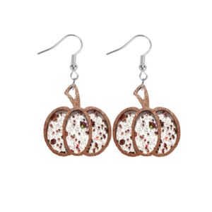 Wholesale Double-layer wooden earrings with acrylic pendant