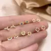 1 Pair Fashion Devil's Eye Crown Flower Inlay Copper Zircon Ear Studs