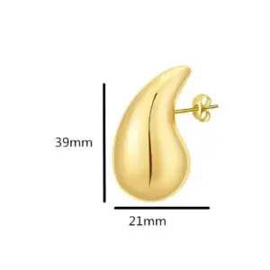 Water Drop Hollow Earrings Medium Gold CP-001 / 18K