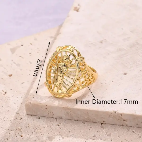 Wholesale Jewelry Vacation Modern Style Virgin Mary Heart Shape Jesus Copper Zircon 18K Gold Plated Polishing Plating Inlay Rings
