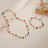 Wholesale Jewelry Elegant Luxurious Romantic Branches And Leaves Flower Copper Zircon 18K Gold Plated Plating Inlay Handmade Chain Bracelets