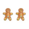 Wholesale 1 Pair Christmas Cute Cartoon Christmas Socks Plating Inlay Copper Zircon Ear Studs