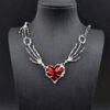 oly-112f3ec7b5d3f5b8aef5ecad686fa112 Wholesale Korean and Japanese Style Ins Millennium Dark Red Oil Drop Necklace with Exaggerated Design Claw Splicing Heart Clavicle Chain
