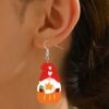 Wholesale Leather Earrings for Fall Thanksgiving: Little Gnome Pumpkin Leather Earrings