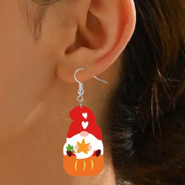 Wholesale Leather Earrings for Fall Thanksgiving: Little Gnome Pumpkin Leather Earrings