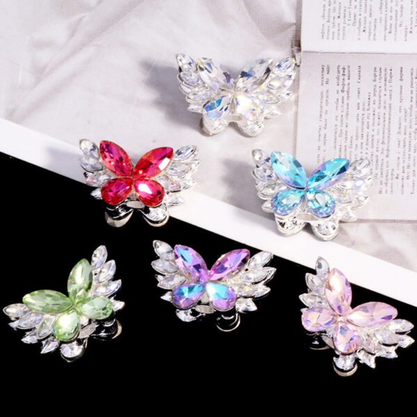 Wholesale Double-sided alloy pearl rhinestone stereo butterfly diamond ball straight hole beads DIY mobile phone chain key chain necklace accessories
