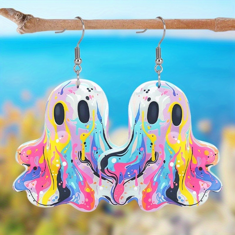 Wholesale Cross-border Colorful Ghost Acrylic Earrings Fashion Creative Design Cute Kid Earrings