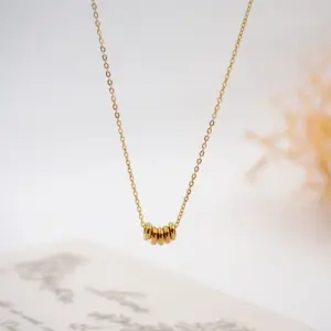Ferroalloy Round Vacuum Plating Real Gold Plated Casual Simple Style Classic Style Waterproof Non Tarnish Beaded Cable Chain Gold Necklace