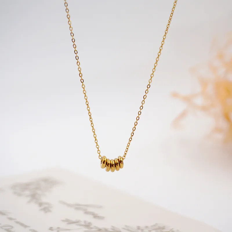 Wholesale Ferroalloy Round Vacuum Plating Real Gold Plated Casual Simple Style Classic Style Waterproof Non Tarnish Beaded Cable Chain Gold Necklace
