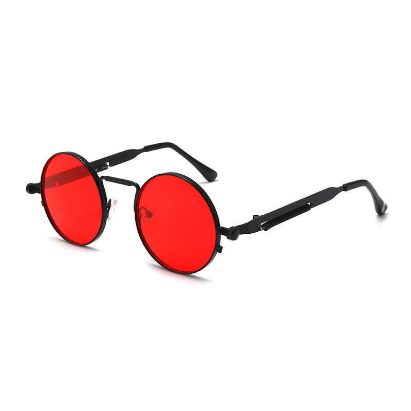 Wholesale New fashion round Steampunk Sunglasses men and women vintage sunglasses spring leg metal glasses