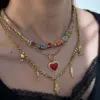 Wholesale Jewelry Casual Elegant Classical Heart Shape Ladybugs Flower 304 Stainless Steel Bandana Cloth Strip 18K Gold Plated PVD Coated Plating Silk Scarf Cord Cuban Link Chain Curb Chain Cloth Strip Multi Charms Necklace