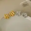 Wholesale 1 Pair Beach Commute Solid Color Frill Copper 18K Gold Plated Ear Studs